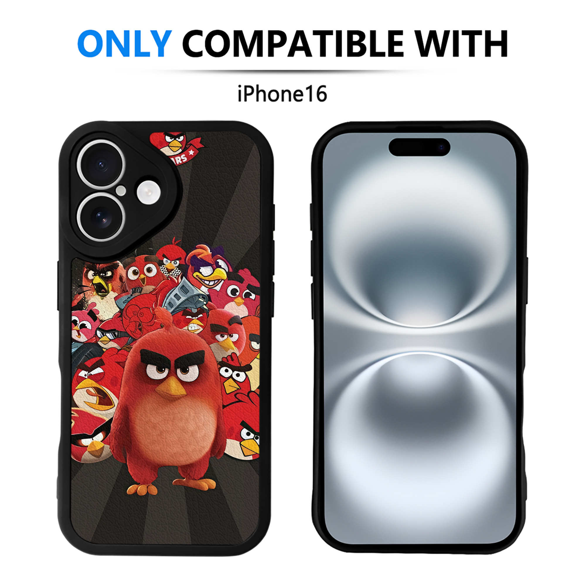 （画像用） Angry Birds アングリーバード 【iPhone 16シリーズ対応】シリコンスマホケース（レザー調） 材質：シリコン